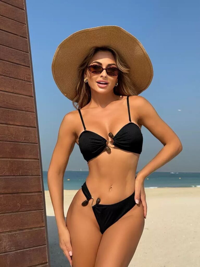 shell ring bikini in black