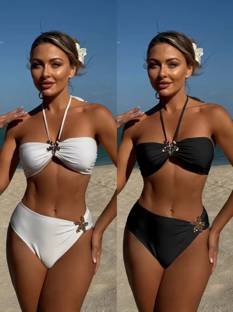 luxury halter bikini with jewel detail